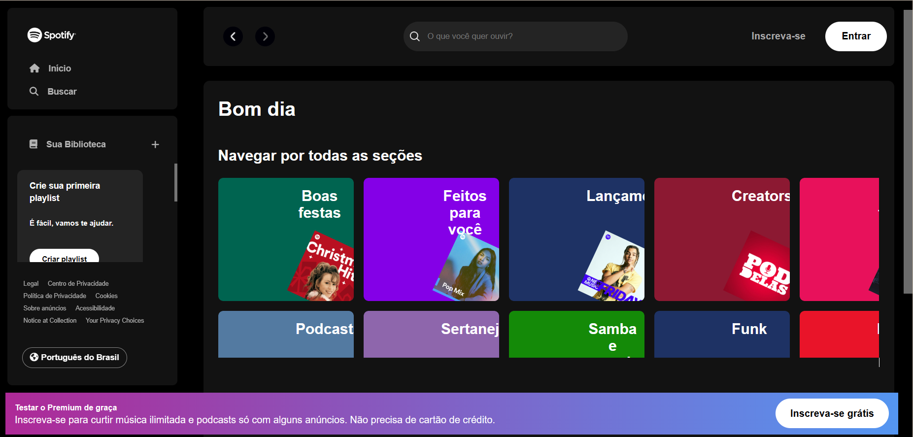 Réplica do Spotify site
